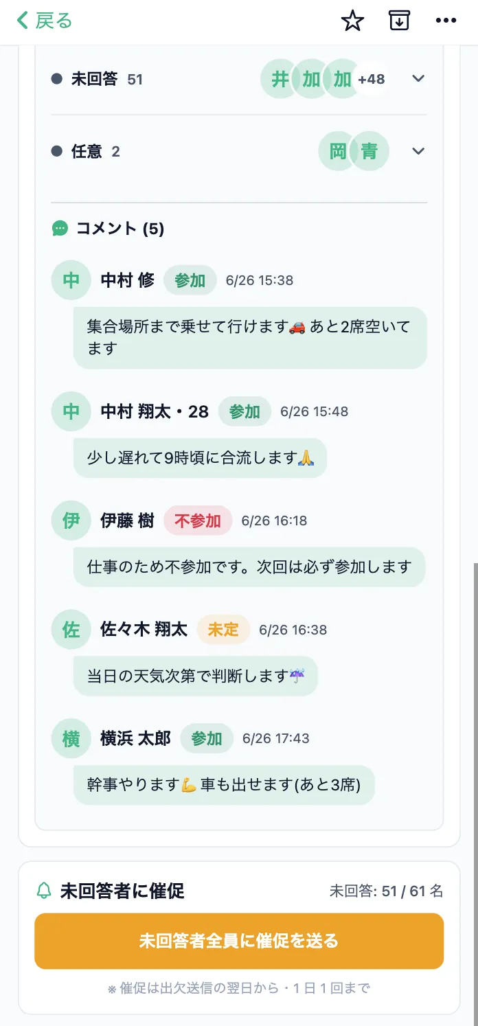 未回答者への催促